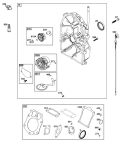 Crankcase Cover/Sump Group Diagram and Parts List for 54E177-0002-J1  Briggs and Stratton Engine